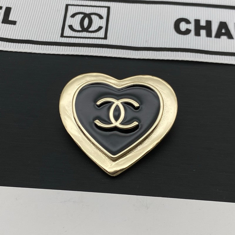 CC Black Heart Gold Brooch