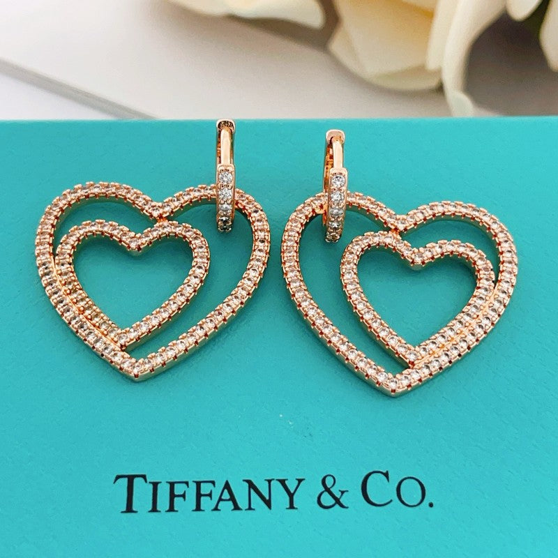 T Heart Diamond Earrings