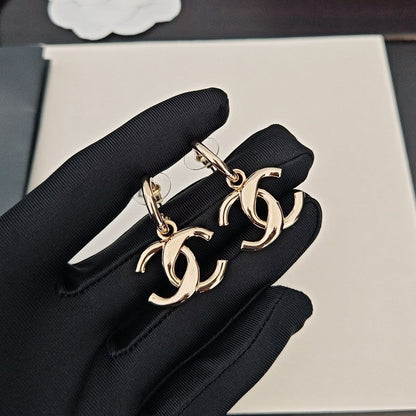 CC Gold Pendant Earrings