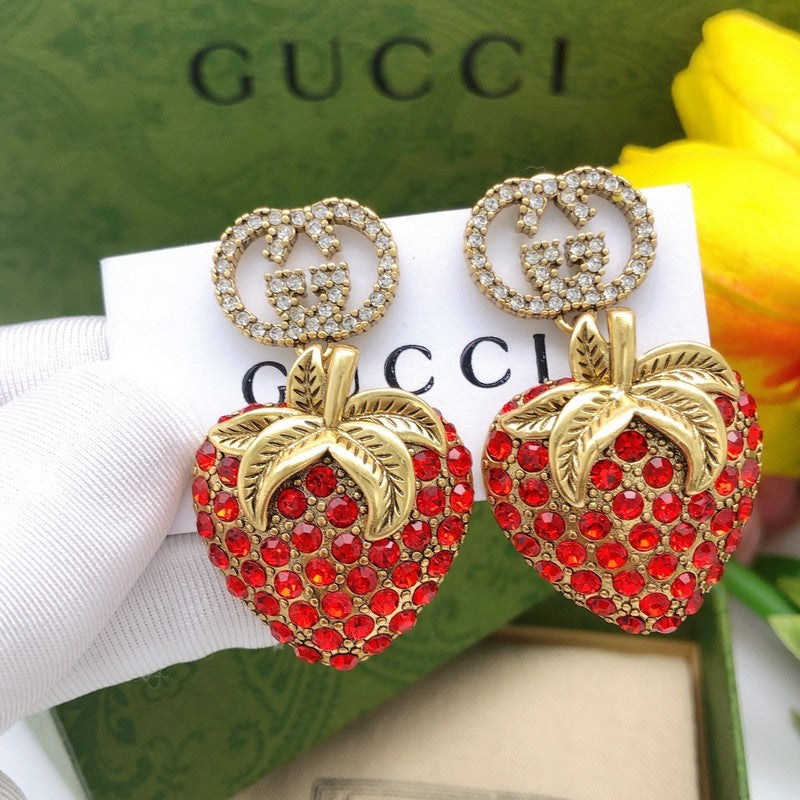 GG Red Strawberry Diamond Earrings