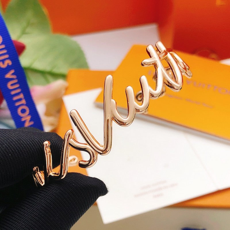 Louis Script Gold Cuff Bracelet