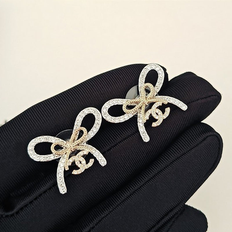 CC Bow Tie Diamond Earrings