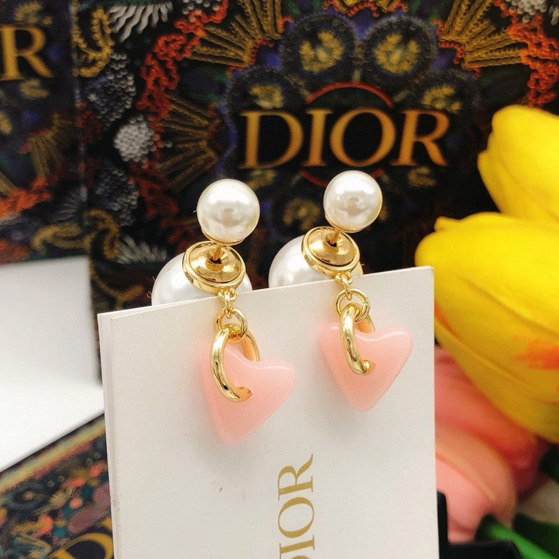 CD Pink Heart Drop Earrings