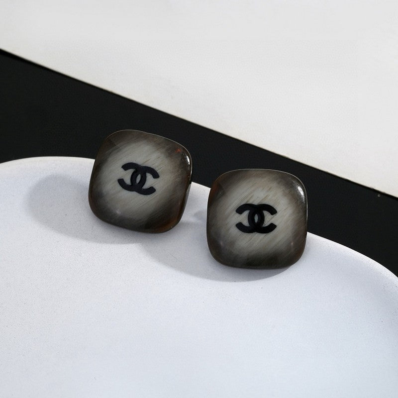 CC Black Square Earrings