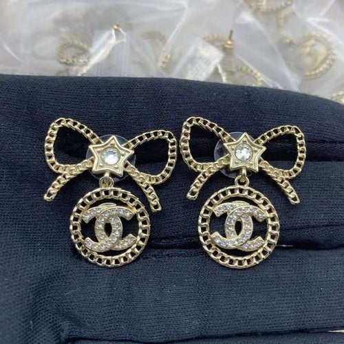 CC Bow Tie Diamond Earrings