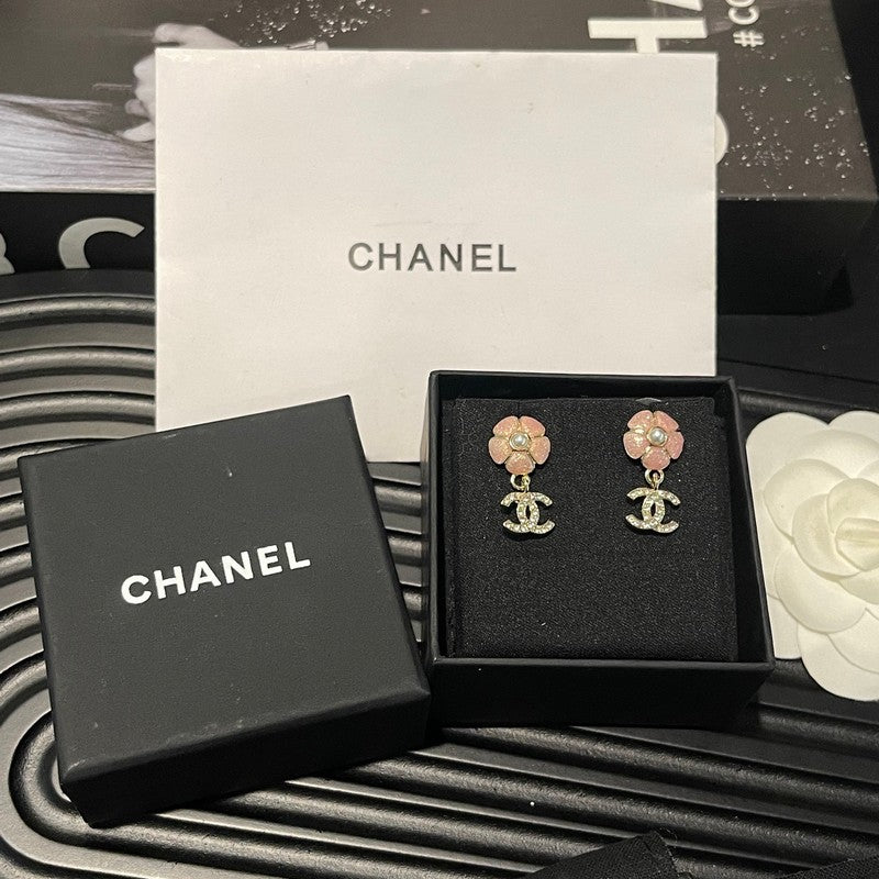 CC 26C Pink Camellia Diamond Earrings