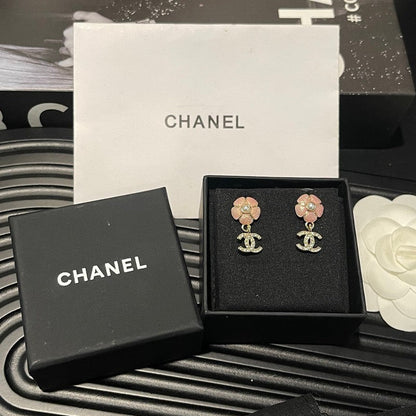 CC 26C Pink Camellia Diamond Earrings