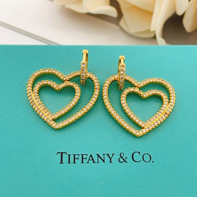 T Heart Diamond Earrings