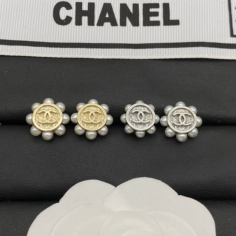 CC Round Pearl Earrings