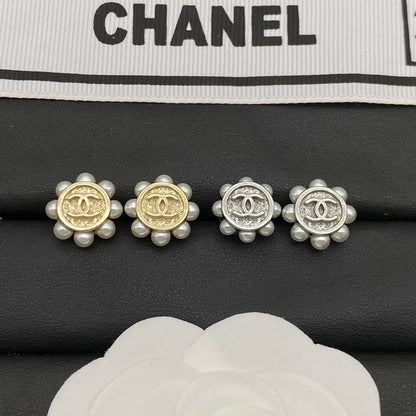 CC Round Pearl Earrings