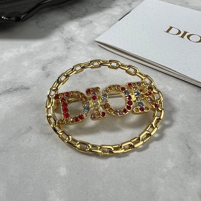 CD Color Crystal Gold Brooch