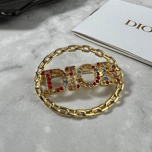 CD Color Crystal Gold Brooch