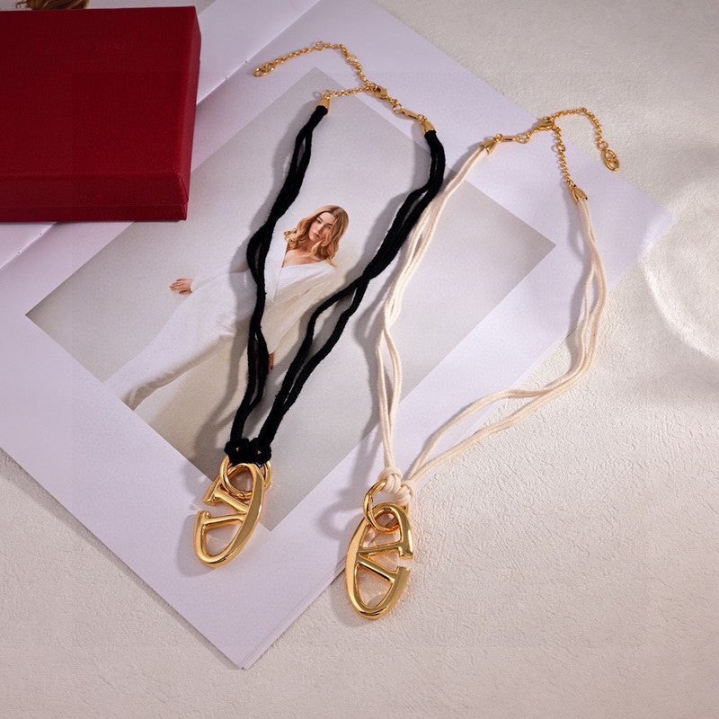 VLogo Black & White Chain Necklace