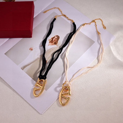 VLogo Black & White Chain Necklace