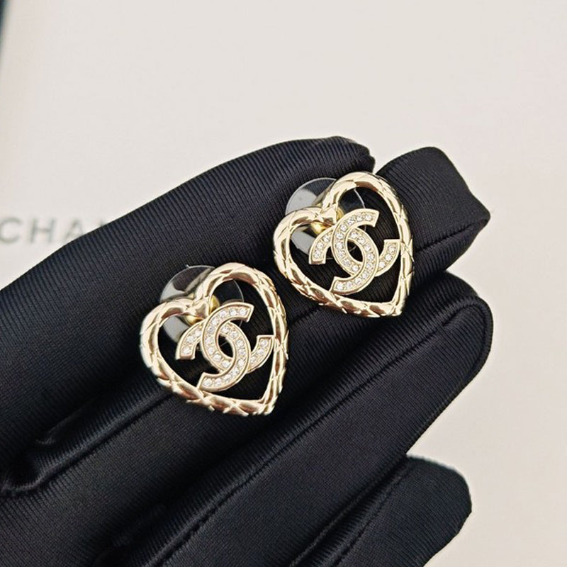 CC Heart Diamond Earrings