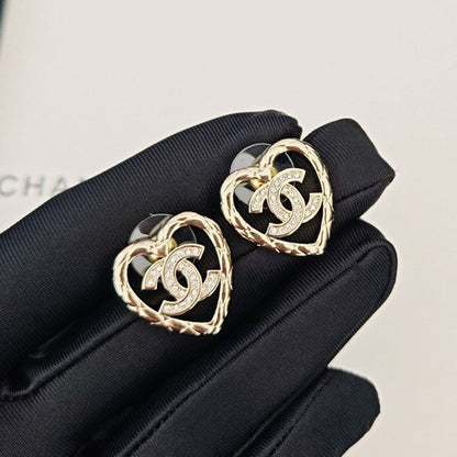 CC Heart Diamond Earrings