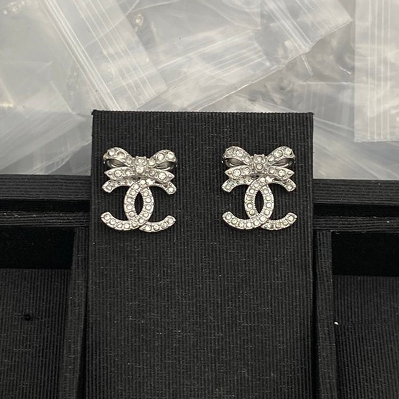 CC Bow Tie Diamond Earrings