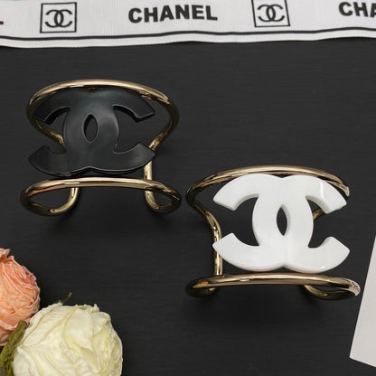 CC Black & White Gold Cuff Bracelet