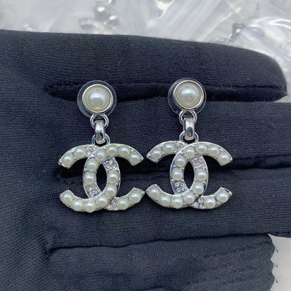 CC Pearl Pendant Earrings