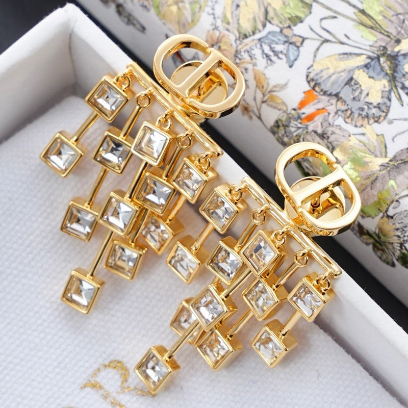 CD Crystal Tassel Earrings