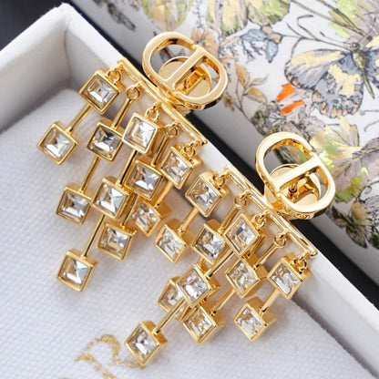 CD Crystal Tassel Earrings