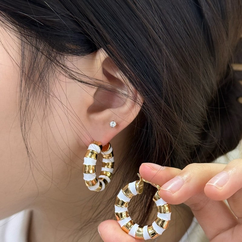 CE Pearl Round Gold Earrings