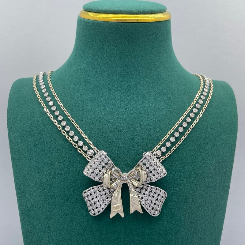 CC Bow Tie Diamond Chain Necklace