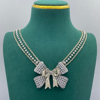 CC Bow Tie Diamond Chain Necklace