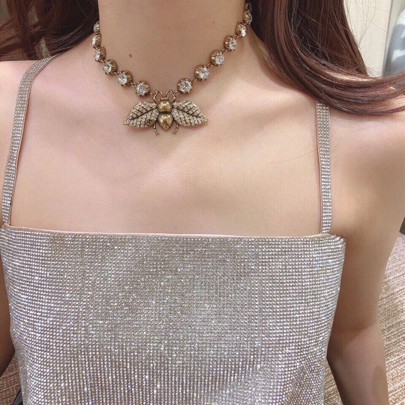 GG Bee Diamond Chain Choker Necklace