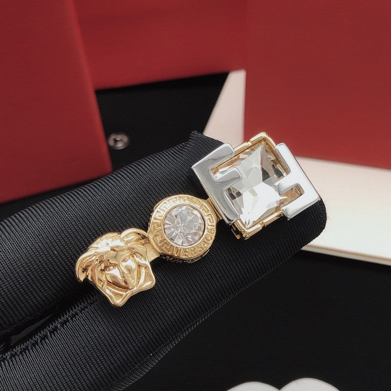 Vers Crystal Gold Brooch