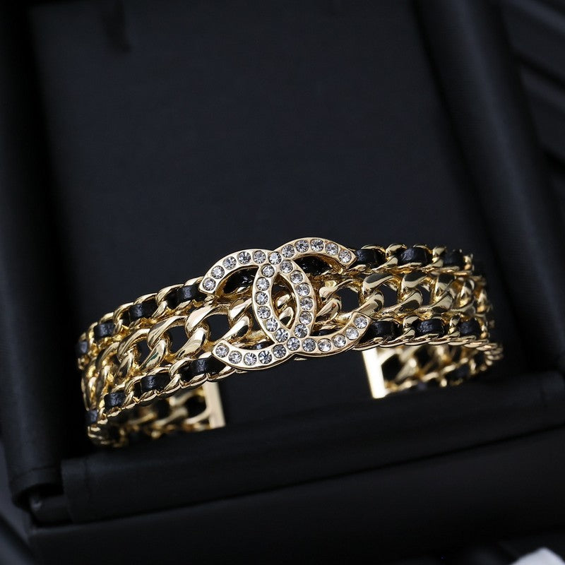 CC Strass Leather Bracelet