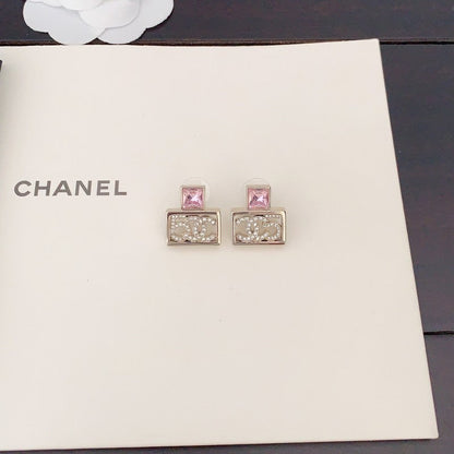 CC Pnk Crystal Diamond Earrings