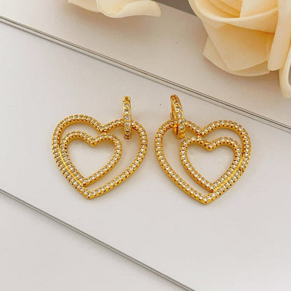 T Heart Diamond Earrings
