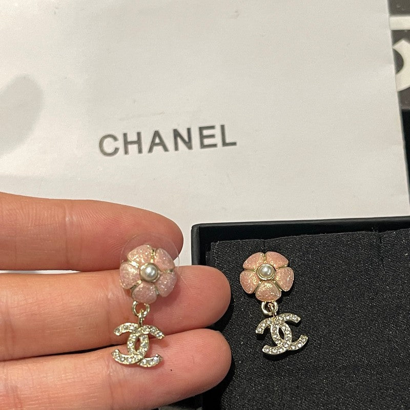 CC 26C Pink Camellia Diamond Earrings