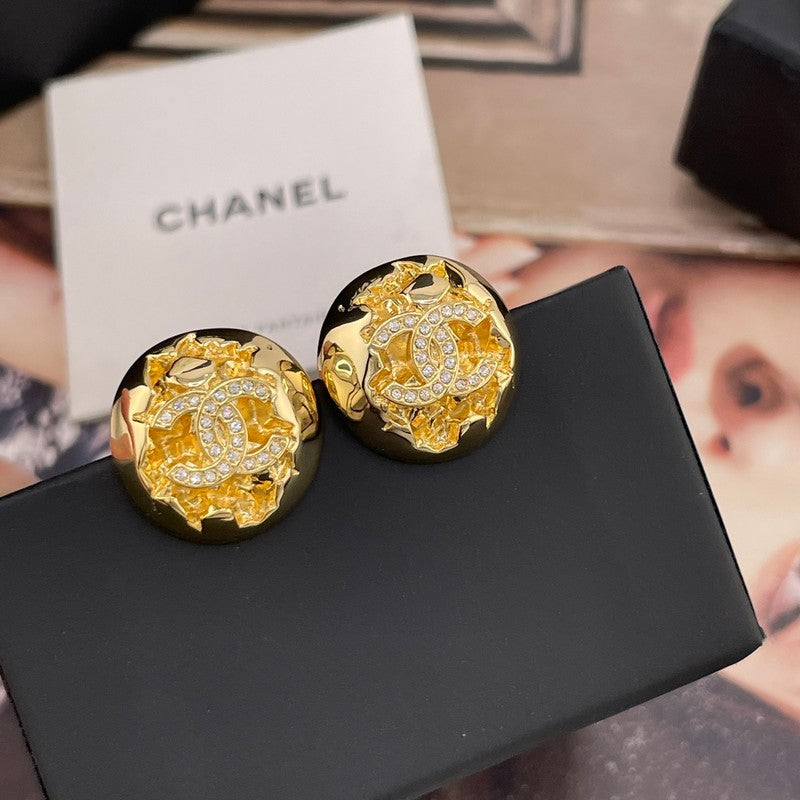 CC Yellow Gold Diamond Earrings