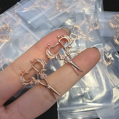 CD Scissors Gold Earrings