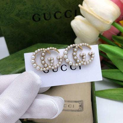 GG Pave Pearl Gold Earrings