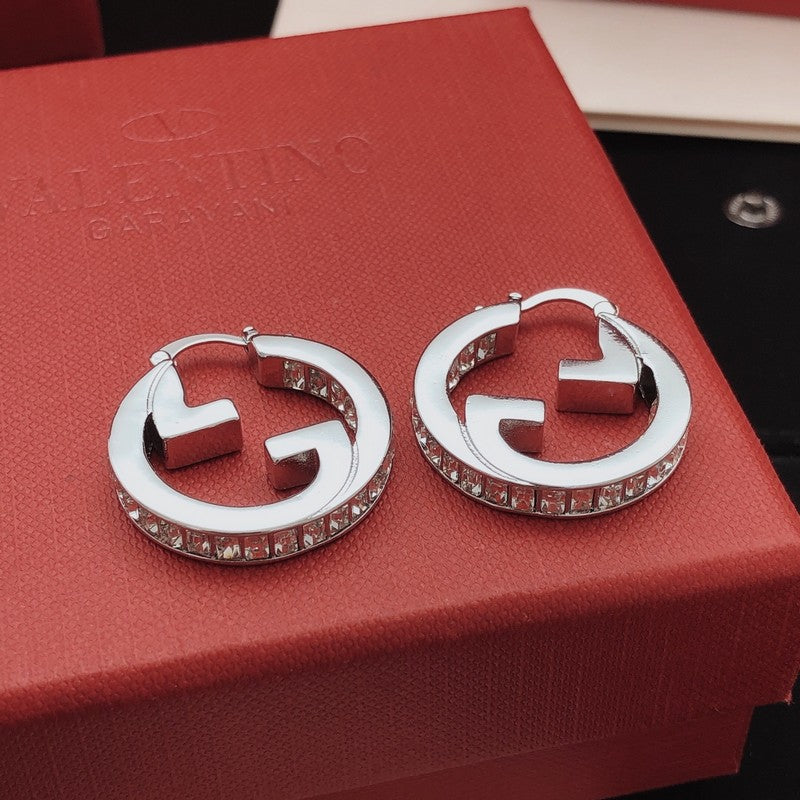 GG Crystal White Gold Earrings