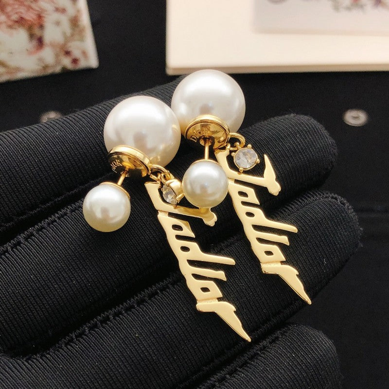 CD J'Adior Long Pearl Earrings
