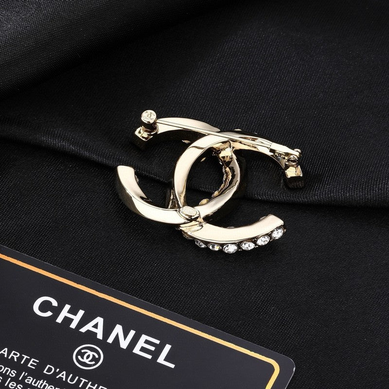 CC Pave Diamond Gold Brooch