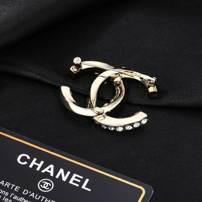 CC Pave Diamond Gold Brooch