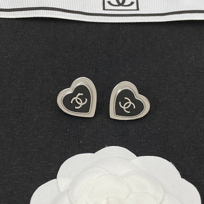 CC Black & Red Heart Gold Earrings