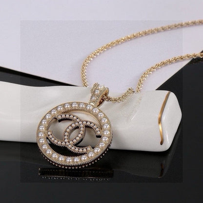 CC Pearl Round Gold Necklace