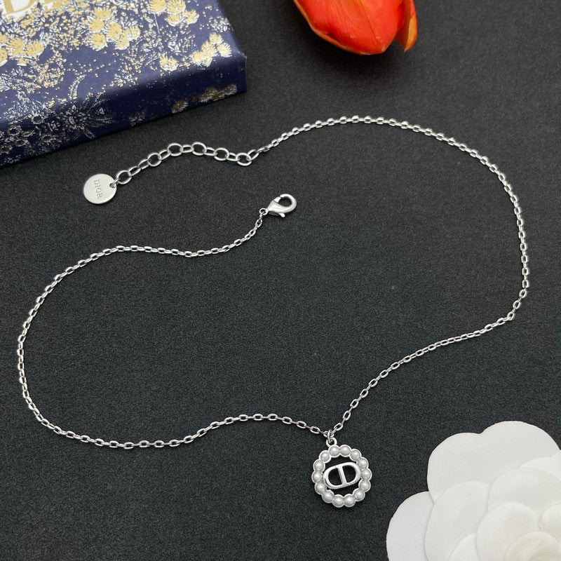 CD Petit Pearl White Gold Necklace