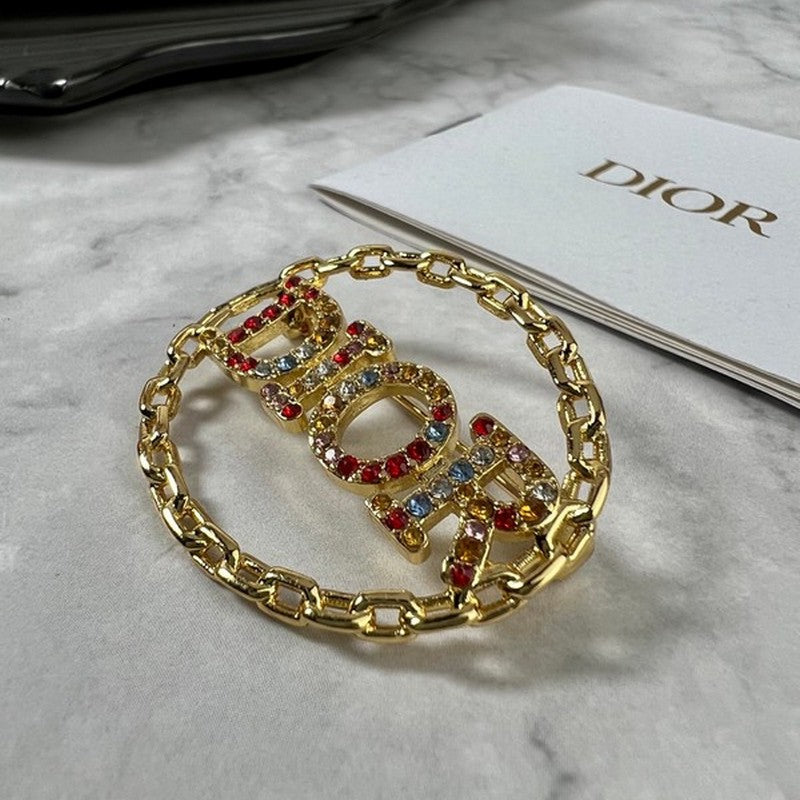 CD Color Crystal Gold Brooch