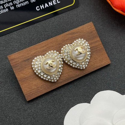 CC Heart Diamond Earrings