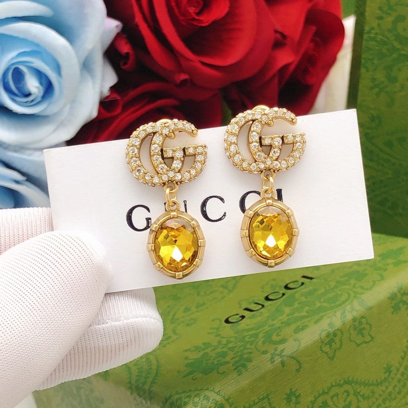 GG Yellow Crystal Diamond Earrings