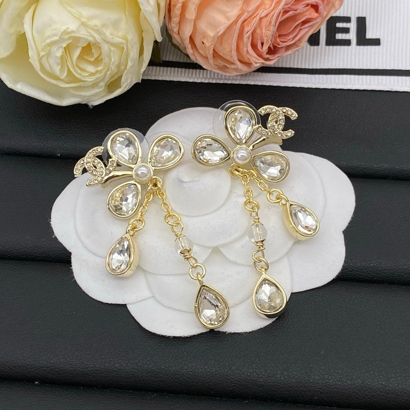 CC Crystal Drop Gold Earrings