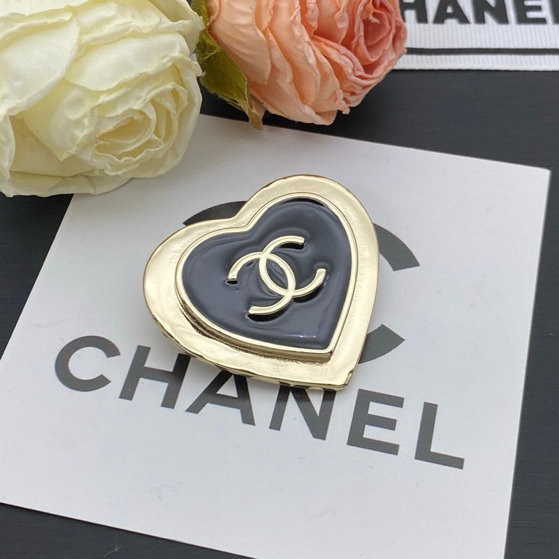 CC Black Heart Gold Brooch