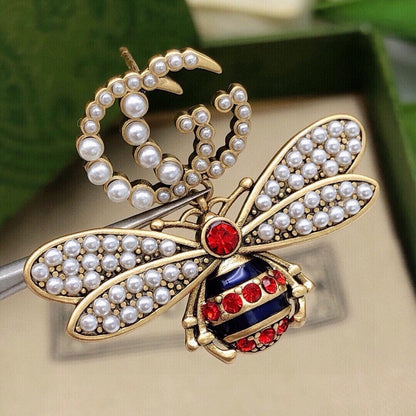 GG Red Bee Diamond Earrings